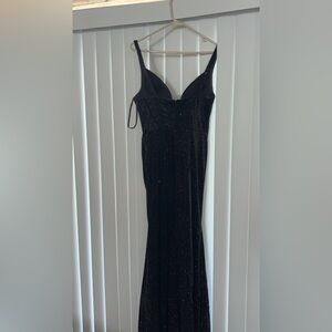 This is a beautiful black sparkling prom dress